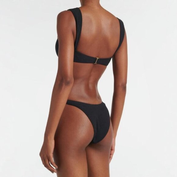 Black Bikini Swimwear Set with Gold Metal Detail - Picture 2 of 4